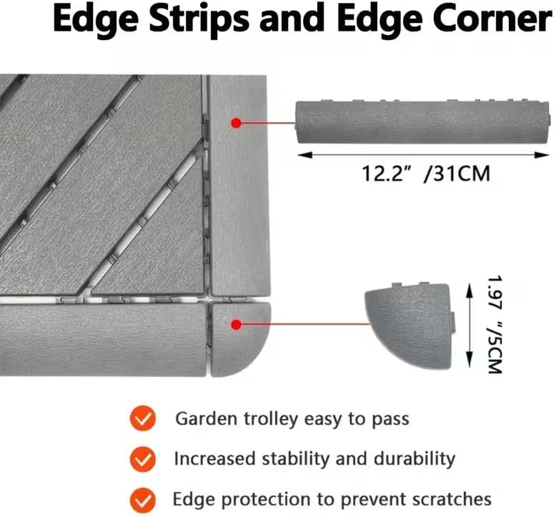 COLMO 14PCS Interlocking Deck Tile Edging Plastic Trim Set - Image 3