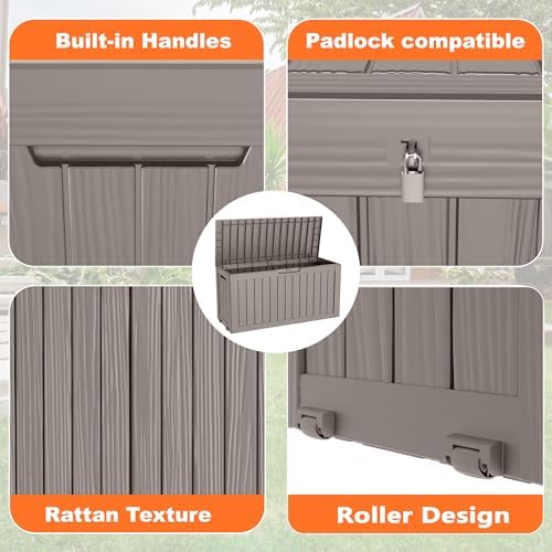 PatioZen 75 Gallon Resin Deck Box, Lockable Patio Outdoor Storage Box - Image 4