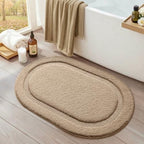 Color&Geometry Oval Beige Bathroom Rugs 36x24, Extra Soft Absorbent Microfiber by COLORG