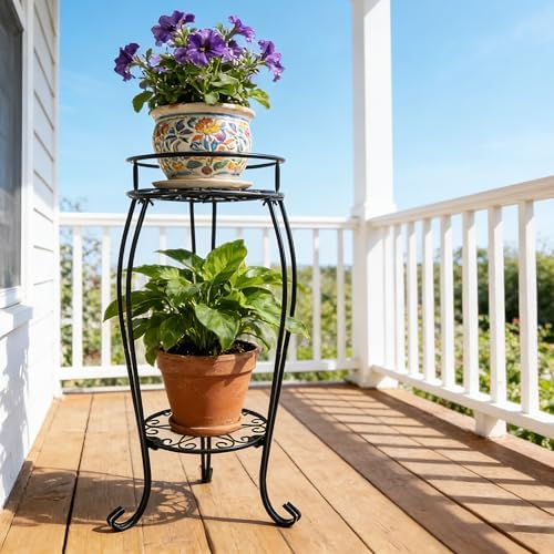 CASIMR 2-Pack Plant Stand, 2 Tier 26.8 inch Tall Metal Potted Holder Rack - Image 2