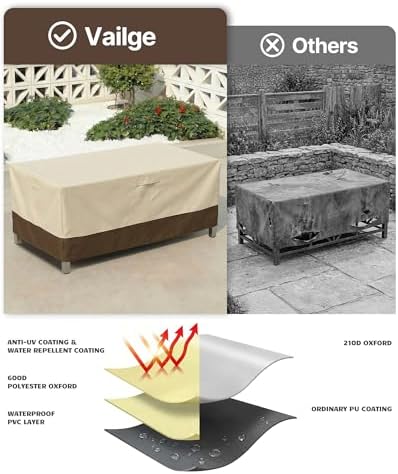 Vailge Outdoor Table Cover Rectangular, Patio Furniture Covers Waterproof - Image 4