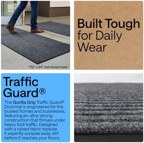 GORILLA GRIP Traffic Guard Indoor Outdoor Heavy Duty Door Mat 29x17 Lt Gray - Image 3