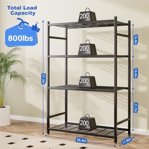 36.4" W Storage Shelves, 4-Tier Metal Shelving Unit - Image 2