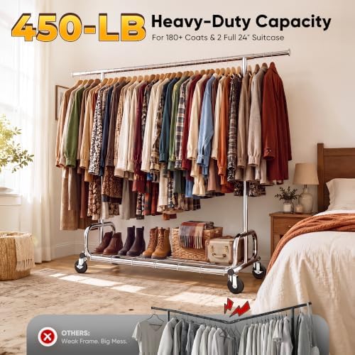 HOKEEPER Clothes Rack Heavy Duty Clothing Rack Load 450LB Height Adjustable - Image 4