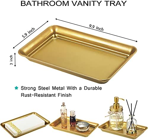 SheeChung Metal Vanity Tray, Bathroom Counter Storage Tray - Image 4