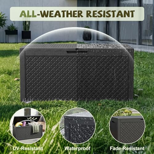 160 Gallon Outdoor Storage Box, Deck Box Waterproof, Toy Storage Bin - Image 4