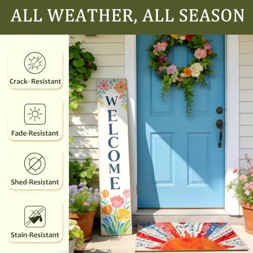 Boho Sun Floral Front Door Mat Non-Slip Welcome Doormat, 17x29 in - Image 6
