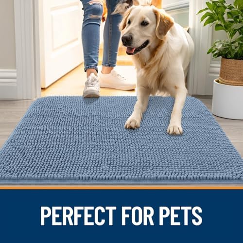 OLANLY Dog Door Mat for Muddy Paws 24x16, Super Absorbent Chenille Mud Mat - Image 6