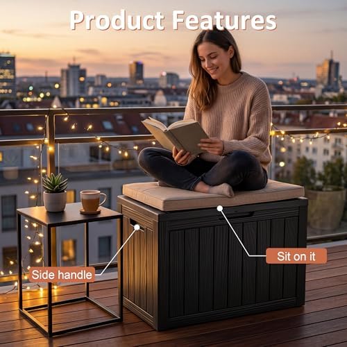 55 Gal Outdoor Storage Box Waterproof Lockable Deck Box - Image 6