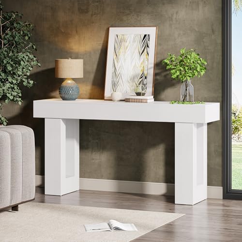 Tribesigns 63-Inch Long Console Table, Farmhouse Wooden Sofa Table Behind The by Tribesigns