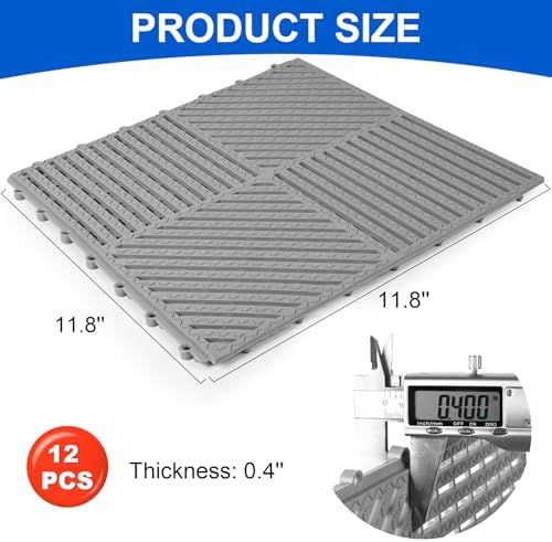 MYFAMIREA Modular Interlocking Cushion 12 Pack 11.8" x 11.8" Rubber Floor Tiles - Image 2