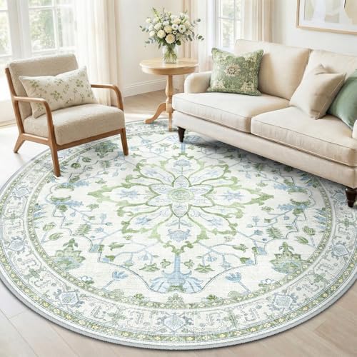 RELEANY Washable Area Rug, Round 6ft by RELEANY