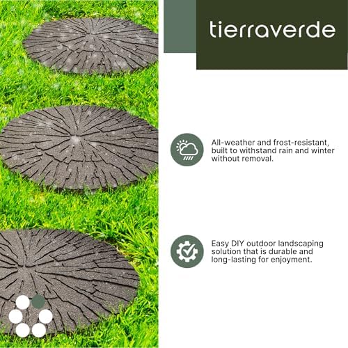 Tierra Verde 4-Pack 18”x18” Cracked Log Rubber Stepping Stones - Image 3