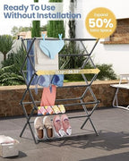 APEXCHASER Oversize 3-Tier Clothes Drying Rack, No Install - Image 5