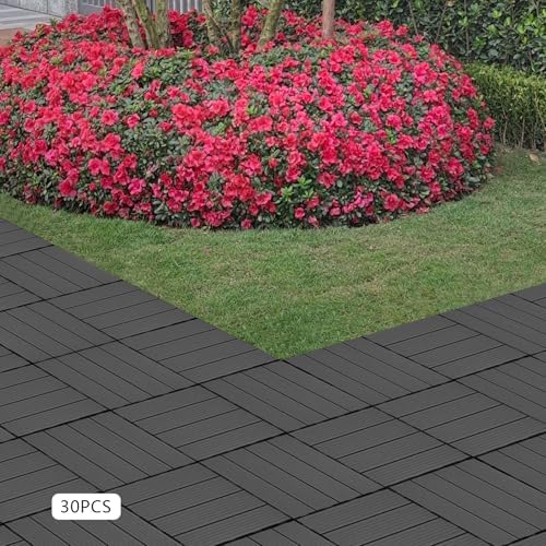 30 Pcs Interlocking Deck Tiles, 11.8 x11.8 Inch PVC Patio Pavers, High Load - Image 2