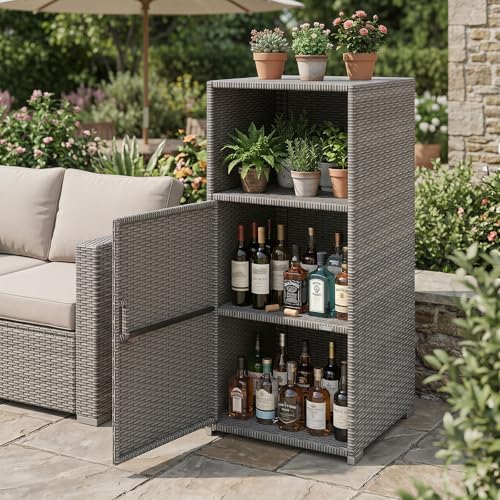 Tangkula Rattan Outdoor Storage Cabinet - Image 2
