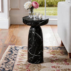 Faux Marble Side Table Black, 24Inch Outdoor End Table - Image 4