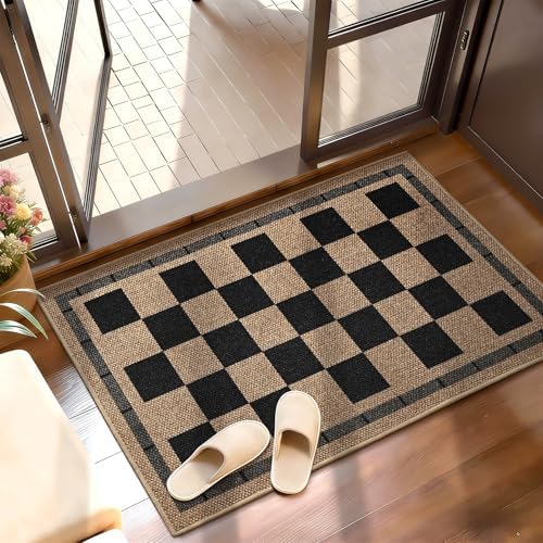 Vasofe Washable Small Entry Rug, 2x3 Checkered Jute Rugs Outdoor Indoor Mat by VasofeSoftFluffyRugs