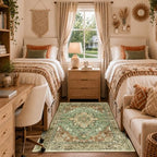 RELEANY Washable Area Rug, Brick/Brown/Green - Image 4