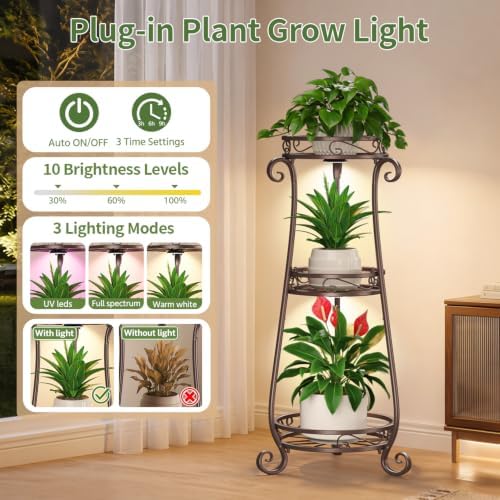 LASZOLA 3 Tiers Metal Corner Plant Stand Tall - Image 4