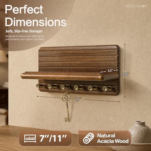 Rebee Vision Acacia Wood Key Holder Wall Mount - Image 2
