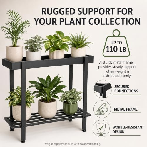 Honla 2 Tier Metal Plant Stand, Indoor Outdoor Plant Table - Image 2