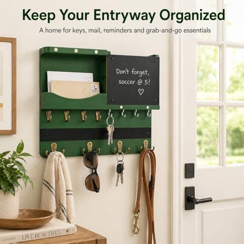 Key Holder Wall Mount with Shelf, Key Hooks - Image 5
