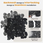 Stone Pebble Tile Black Sliced for Bathroom Shower Floor, 5 Sheets - Image 4