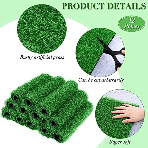 TURSTIN 12 Pcs Artificial Grass Mat, 12 x 12 Inch Synthetic Turf Squares - Image 3