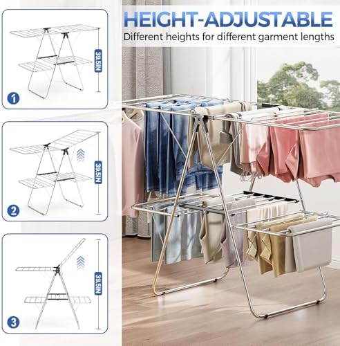 APEXCHASER Large Stainless Steel Clothes Drying Rack, Generous Drying Area - Image 5