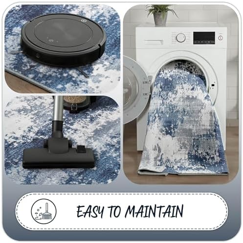 2x5 Blue Rug Runners for Hallways Kitchen Non Slip Washable Entryway Runner Rugs - Image 4