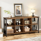 62 in Industrial 3-Tier Metal Horizontal Bookshelf - Image 6