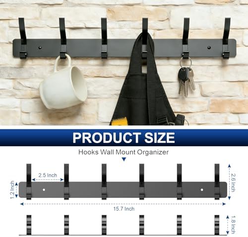 Wall Mounted Coat Rack, 6 Hooks - Image 3