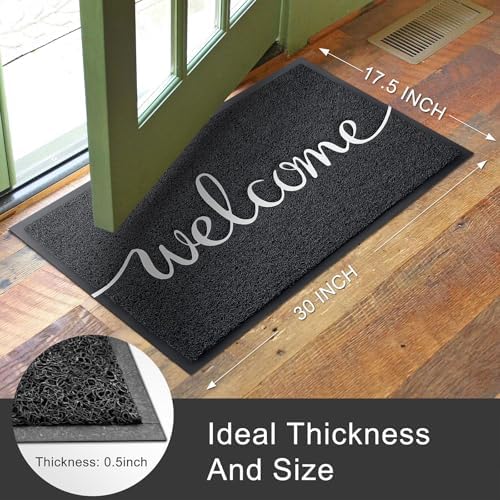 KILOCOCO Welcome Mat Front Door Mat Black Outdoor Doormat - Image 4