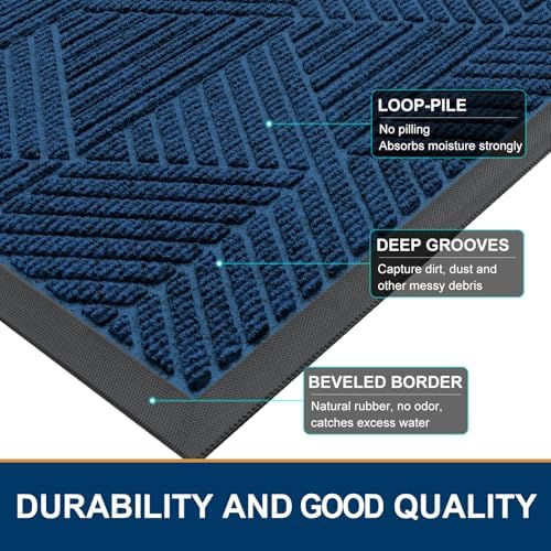 Smiry Front Door Mat Outside Entrance, Low Profile Rubber Doormat - Image 4