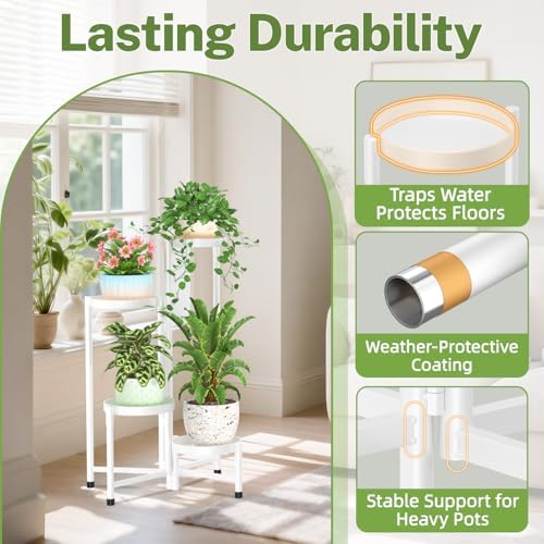 iDavosic.ly Plant Stand Indoor Outdoor, 4 Tier Metal Corner Shelf - Image 5