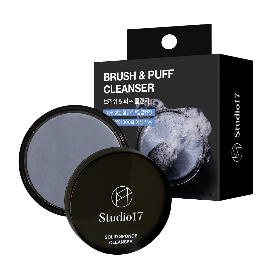 Solid Makeup Brush Cleaner 300+ Usage | Convenient Makeup Cleaner for Both Brushes & Puffs | Cosmetic Brush Cleaner Charcoal Included | Compact Size