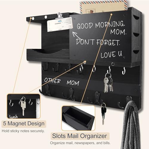 Key Holder Wall Mount with Shelf, Key Hooks - Image 5