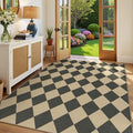 Lessymo Checkered Easy Jute 5x7 Rugs, Washable Patio Rug by Lessymo