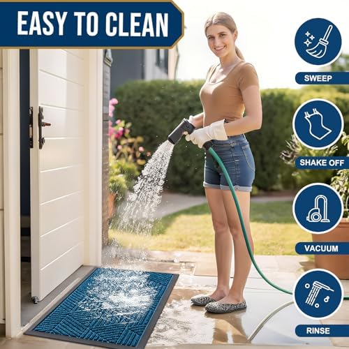 Smiry Front Door Mat Outside Entrance, Low Profile Rubber Doormat - Image 6