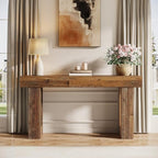 Tribesigns 63-Inch Long Console Table, Wooden Rectangular Sofa Table Behind The - Image 4