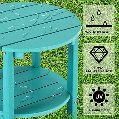 LZRS Round Adirondack Side Table Double End Table, Outdoor Side Tables - Image 4