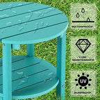 LZRS Round Adirondack Side Table Double End Table, Outdoor Side Tables - Image 4
