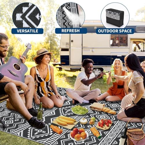 Garvee Large Outdoor Rug Waterproof Reversible Geometric Pattern, Stain - Image 6
