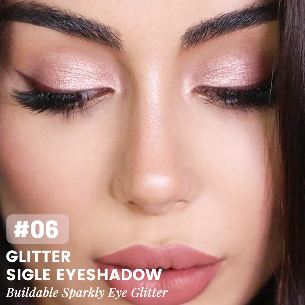 Light Pink Cream Glitter Shimmer Metallic Eyeshadow Palette Makeup, Natural Single Mini Instant Holographic Eyeshadow For Women, Sombras Crema Para Ojos, Talc, Paraben & Cruelty Free