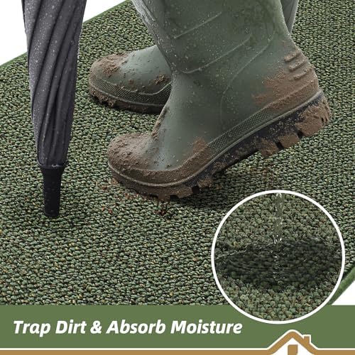 BEQHAUSE Dirt Trapper Door Mat 32" x 48" Half Circle Non Slip Rugs - Image 3