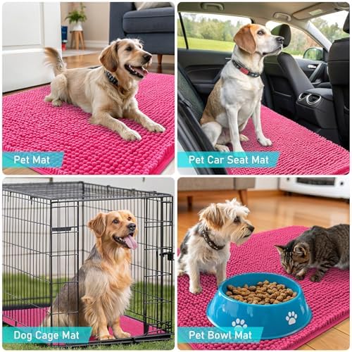 OLANLY Dog Door Mat for Muddy Paws 70x35, Super Absorbent Chenille Mud Mat - Image 7