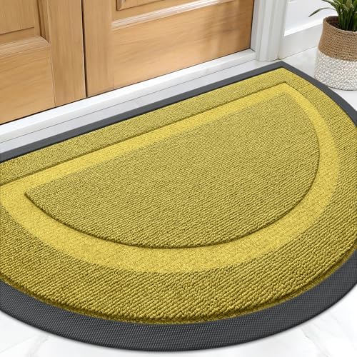 OLANLY Half Circle Front Door Mat Outside 29.5x17 All-Season Rubber Doormat by OLANLY