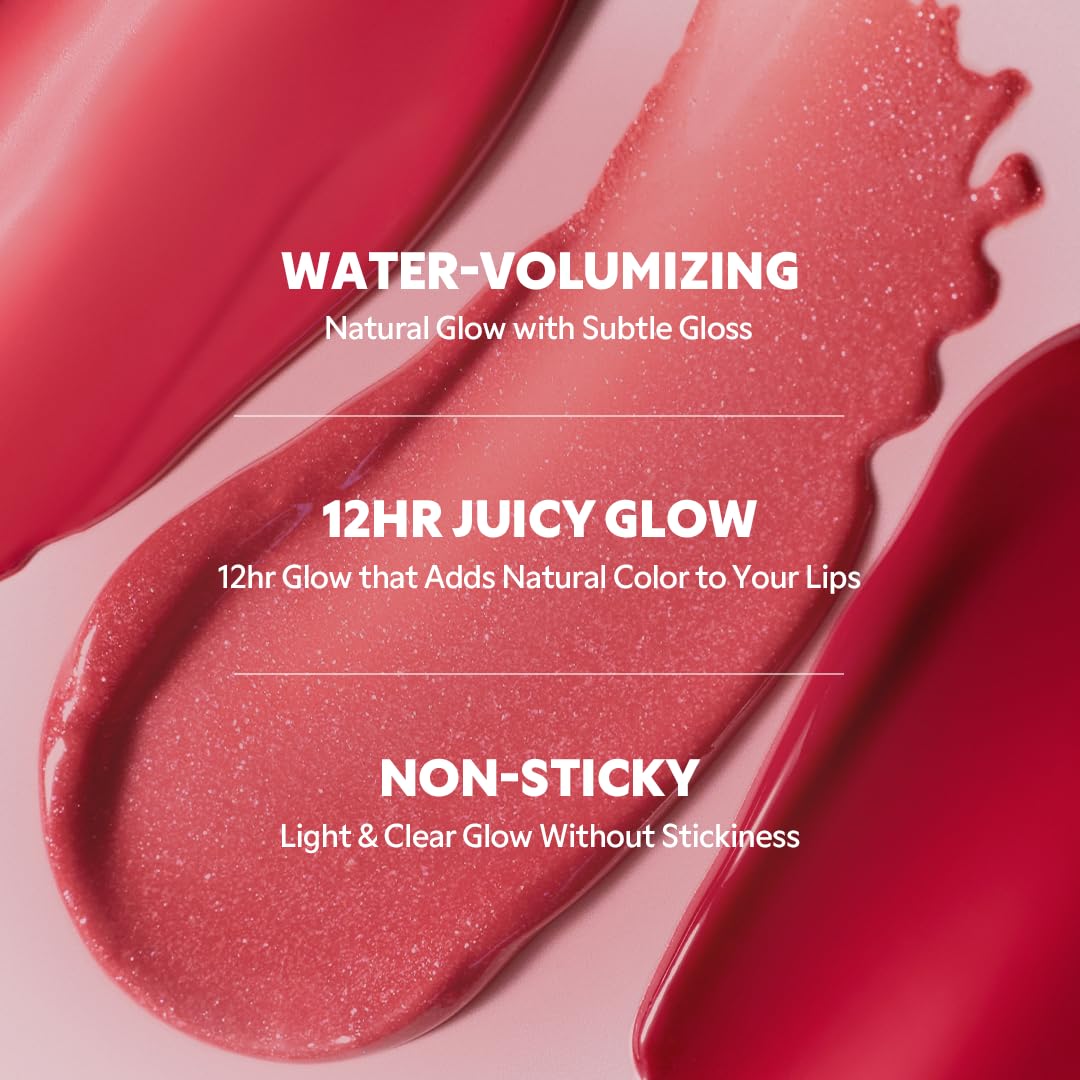 TIRTIR [*Mini Size Waterism Tinted Lip Gloss #19 Bad Rosy, 0.06 Fl Oz – Kiss Ready Lipgloss, 12H Long Lasting Non Sticky Natural Tinted Glow Korean Multiuse Cheek and Lip Tint for Women gift