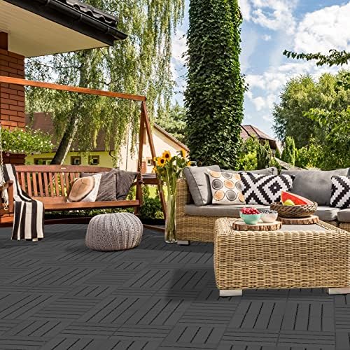 Goovilla Plastic Interlocking Deck Tiles, 9 Pack, Dark Grey - Image 2